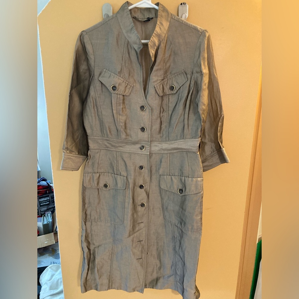 Teri Jon Metallic Fabric shirt dress